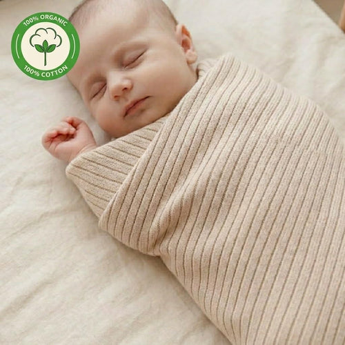 huxie Denmark Ribbed Knitted Baby Blanket Organic Cotton Fog
