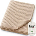 huxie Denmark Ribbed Knitted Baby Blanket Organic Cotton Fog