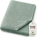 Huxie Denmark Organic Knitted Baby Blanket Ribbed Roman Green